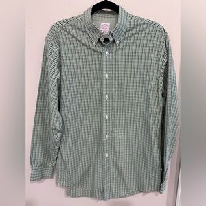 Men’s Brooks Brothers Original Polo Button Down Green Plaid Shirt M